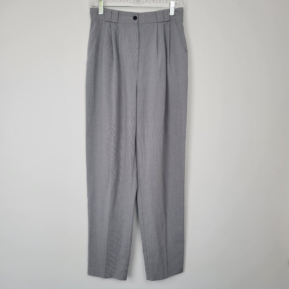 Vintage 90s Smart Pants Houndstooth Pleated High Rise Trousers Made in USA